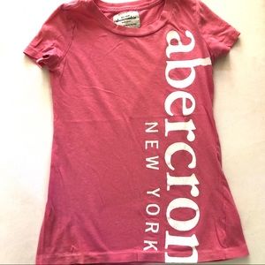 Girls Abercrombie Kids coral and white tee. S